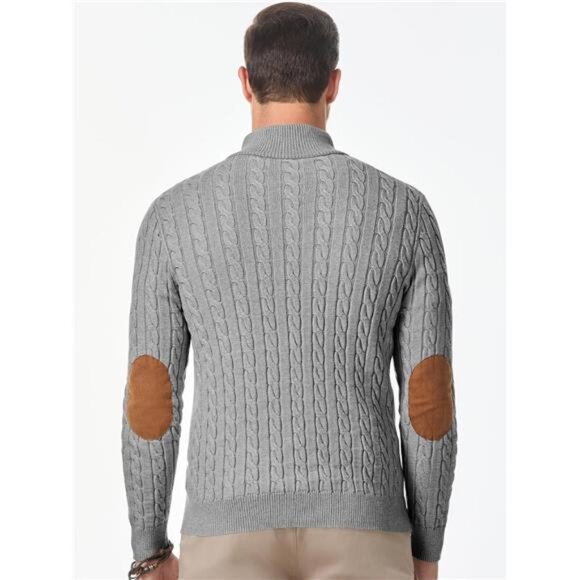 NEW Men's Cable Knit Pullover Sweater Casual Long Sleeve Stand Collar - Picture 2 of 6